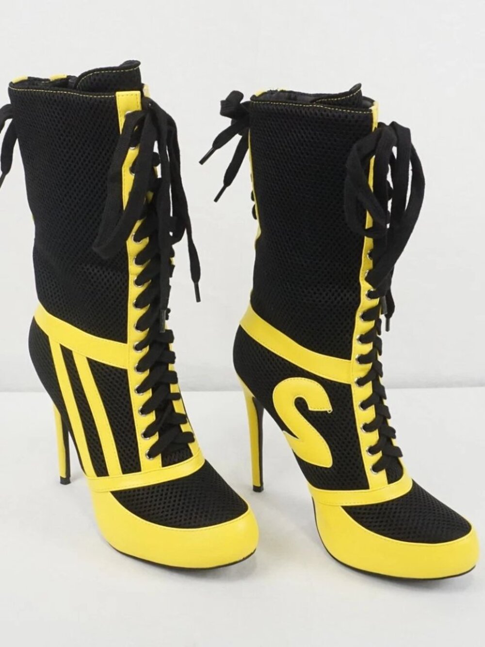 Y2K Racer Stiletto Motor Retro Racing Aesthetic Heeled Boots Party School Work